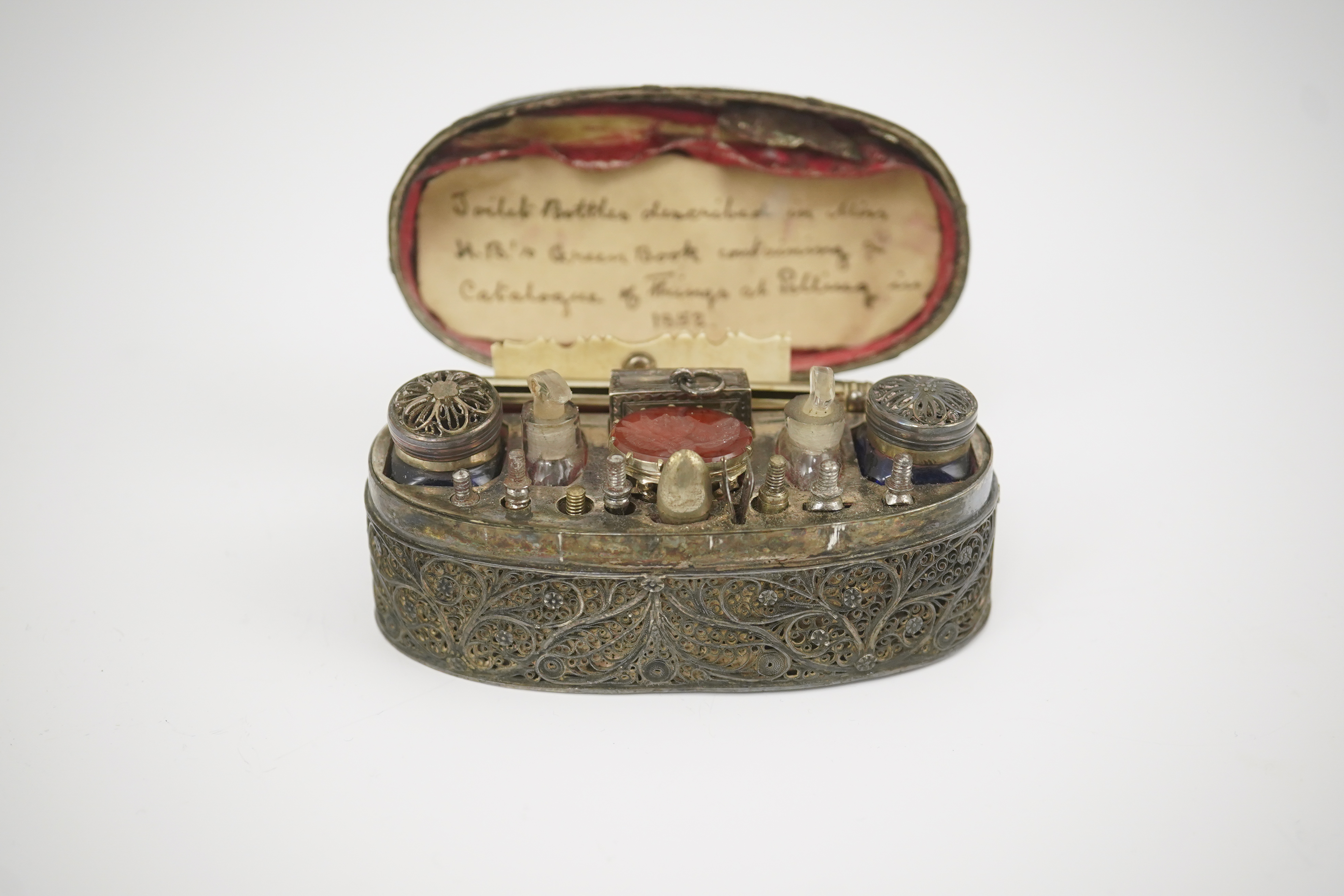 An early 19th century filigree silver writing/etui set